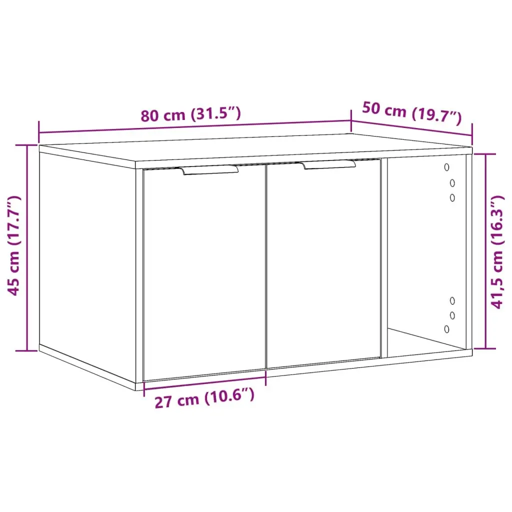 Cat Litter Box Enclosure Furniture Hidden Cabinet 80x50x45cm White