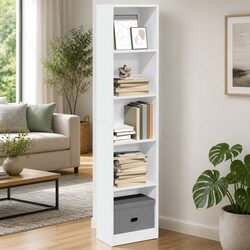 Reliable White Bookcase 40x24x176 cm for Organized Storage