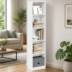 Reliable White Bookcase 40x24x176 cm for Organized Storage