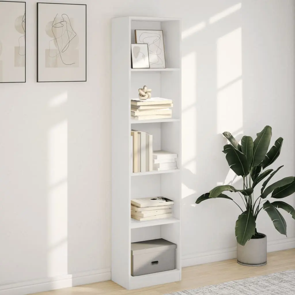 Bookcase Storage Shelving Unit 40x24x176 cm White Home Office Furniture Display