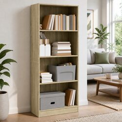 Functional Brown Bookcase with Open Shelves