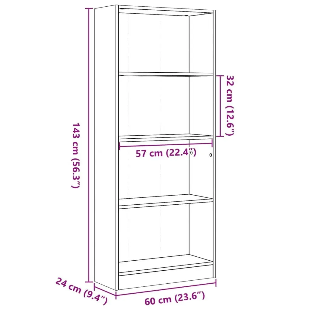 Brown Bookcase with Open Shelves