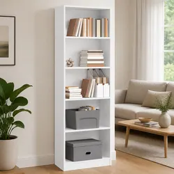Reliable White Open Shelving Bookcase 60x24x176 cm