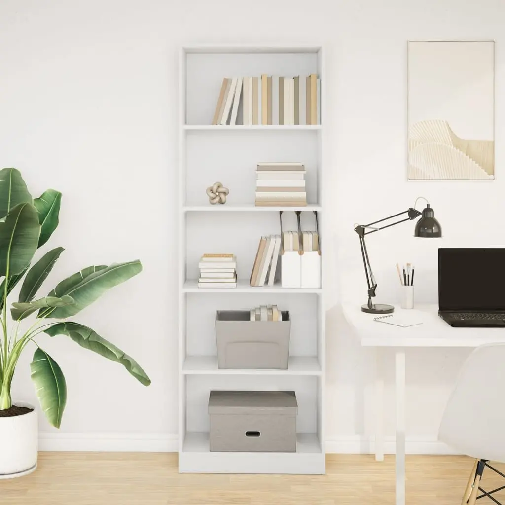 Bookcase Open Shelving Storage Cabinet 60x24x176 cm White