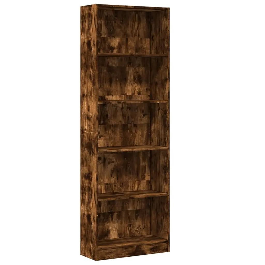 Bookcase Storage Open Compartment 60x24x176 cm Brown Engineered Wood Standing Shelf