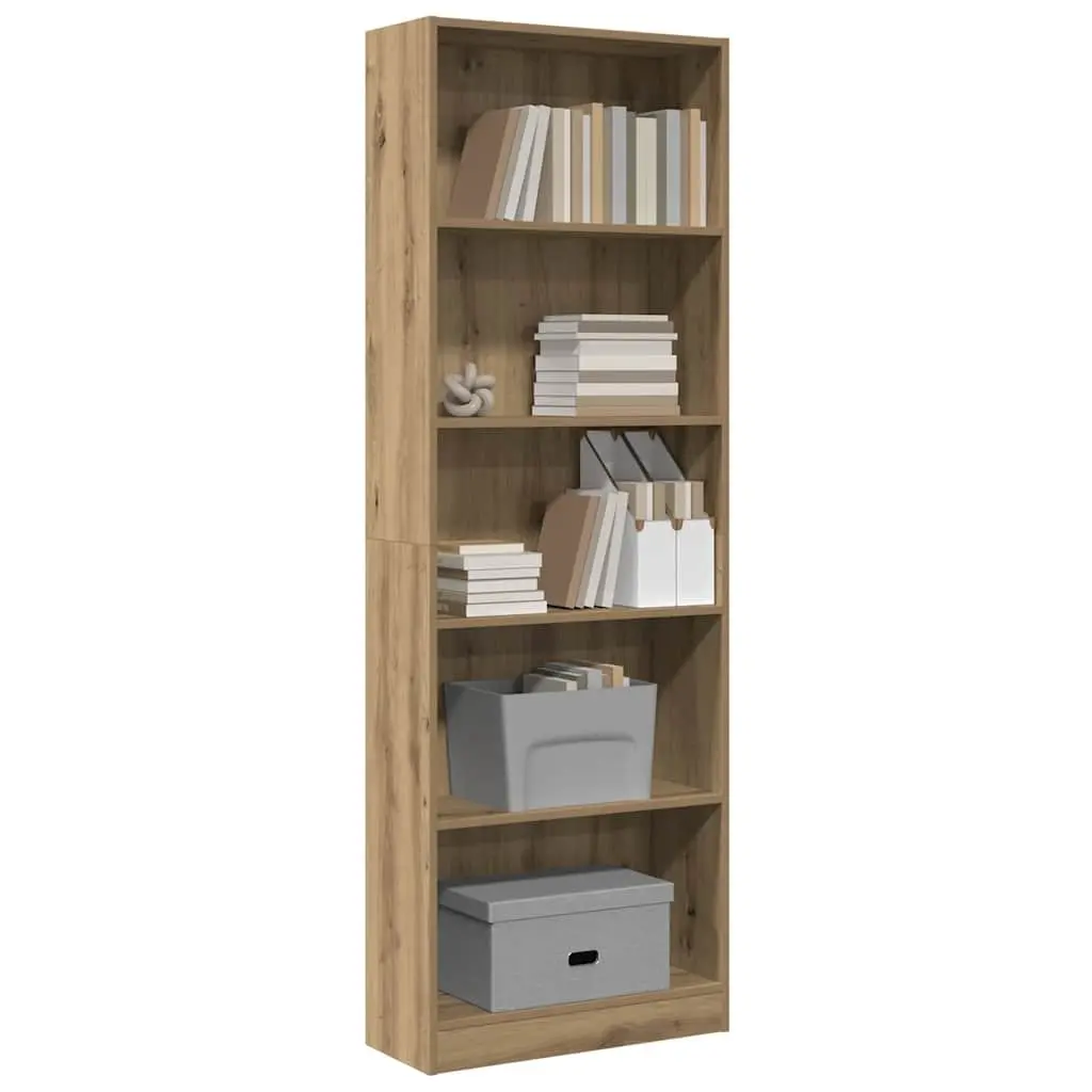 Bookcase Storage Shelving Unit Home Office Organizer 60W x 24D x 176H cm Brown Engineered Wood