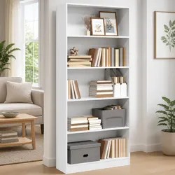 Reliable White Bookcase 80x24x176 cm for Practical Use