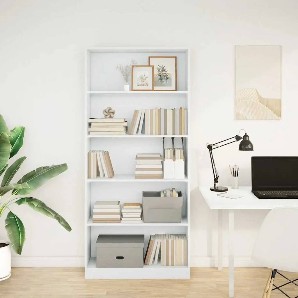 Bookcase Open Compartments Storage Shelving Unit 80x24x176 cm White