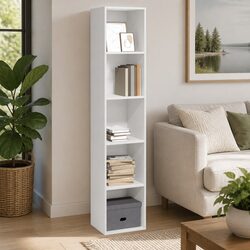 Practical White Bookcase 40x30x189 cm with Open Design
