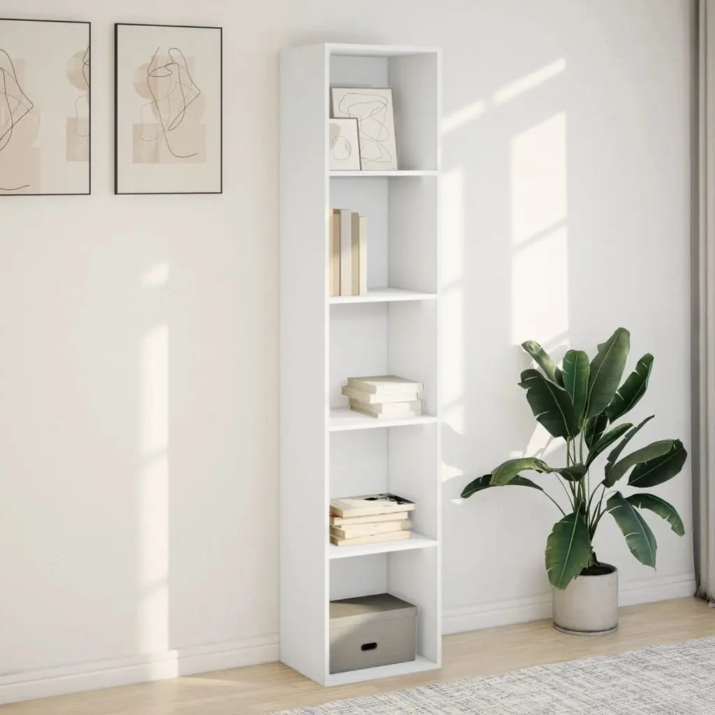 Bookcase Open Shelves Storage Cabinet 40x30x189 cm White