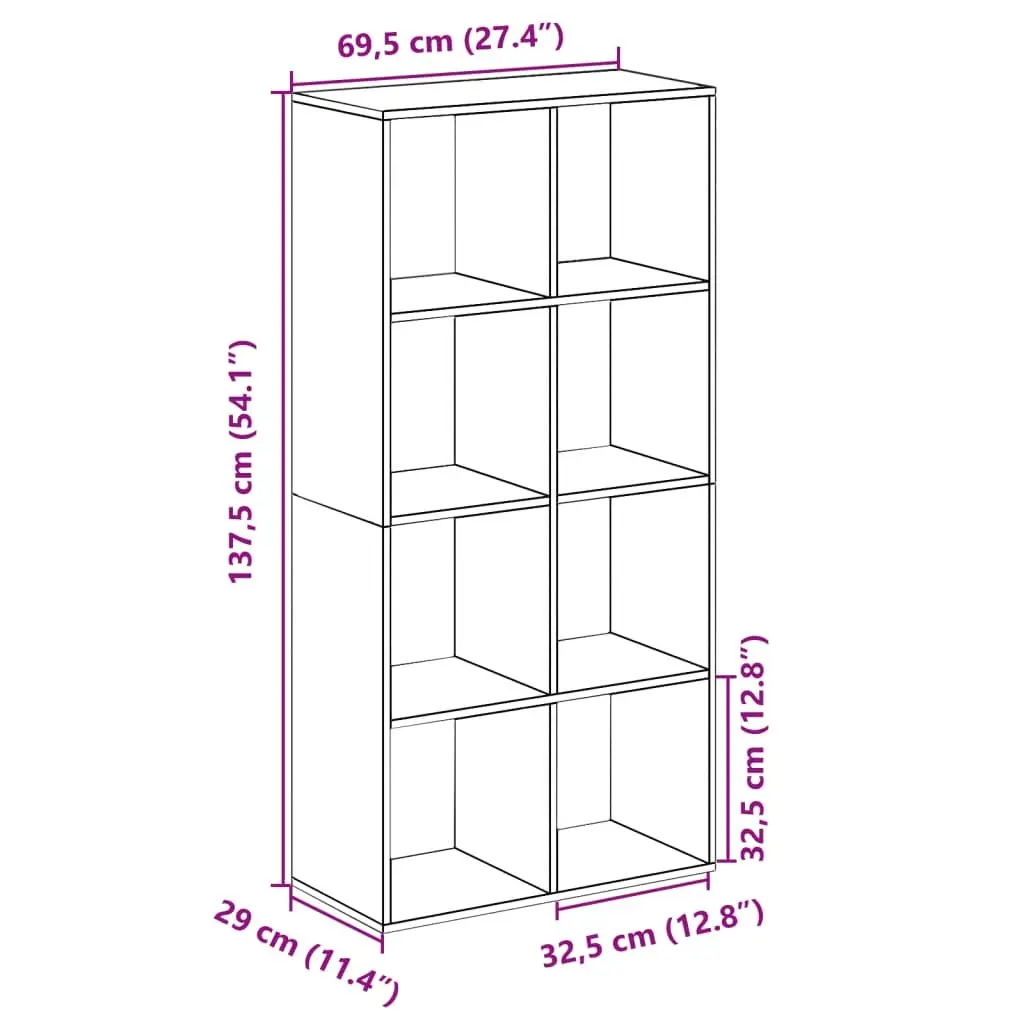 Room Divider Bookcase Storage Unit 69.5x29x137.5cm White