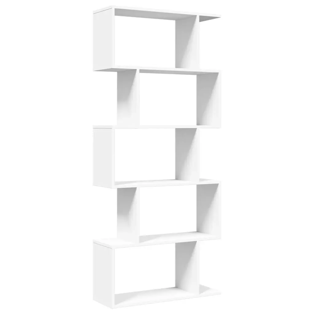 Room Divider Bookcase 5-Tier Storage Unit 70x24x161cm White Engineered Wood