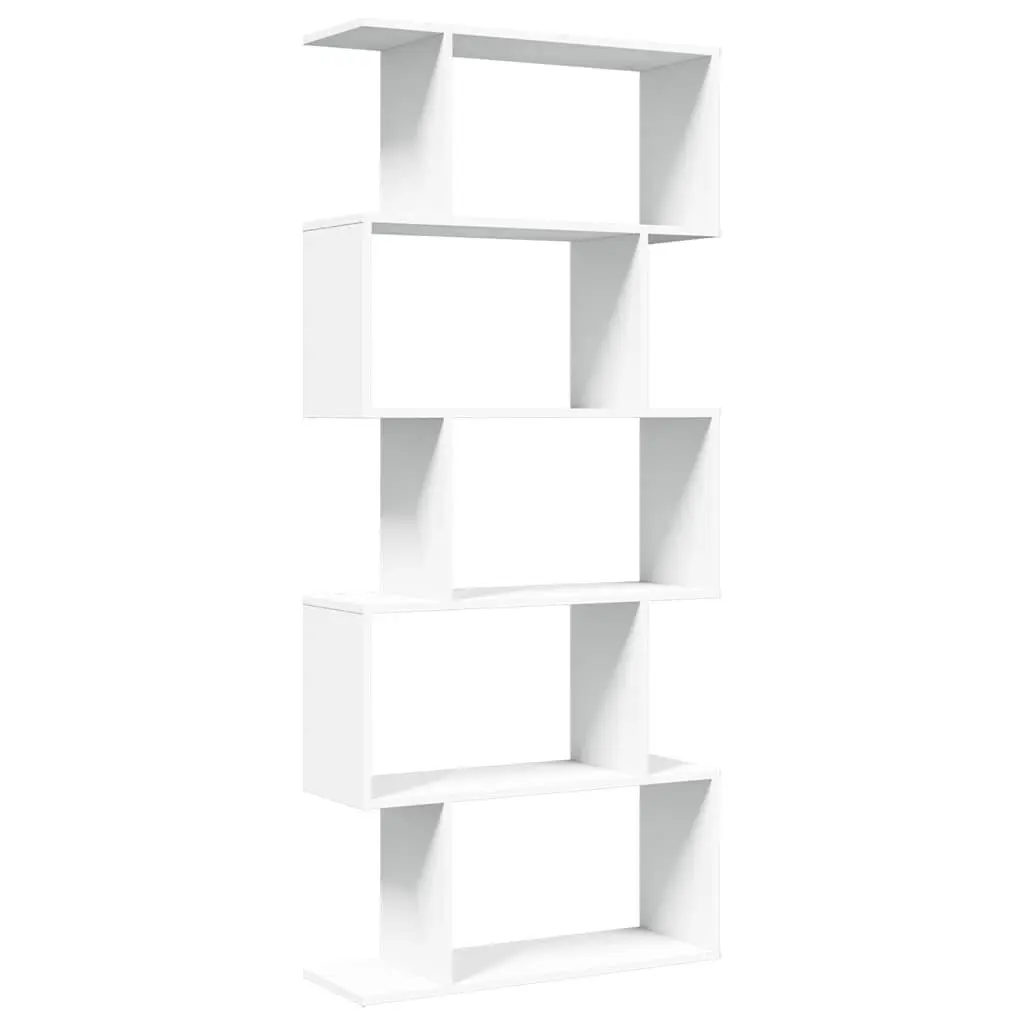 Room Divider Bookcase 5-Tier Storage Unit 70x24x161cm White Engineered Wood