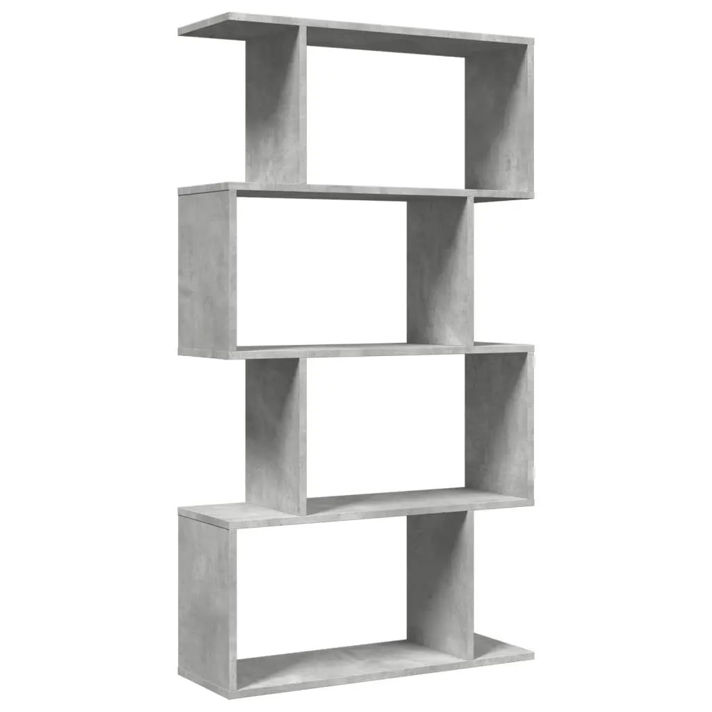 Room Divider Bookcase 4-Tier Storage Shelf Grey Engineered Wood 70x24x129cm