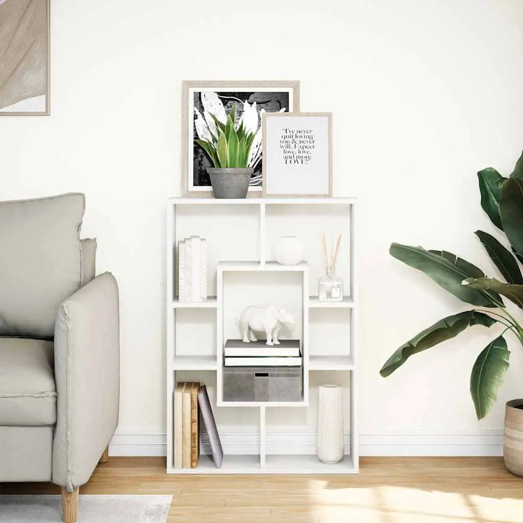 Bookcase White 63x20x90 cm Engineered Wood Storage Shelving Unit Display Shelf