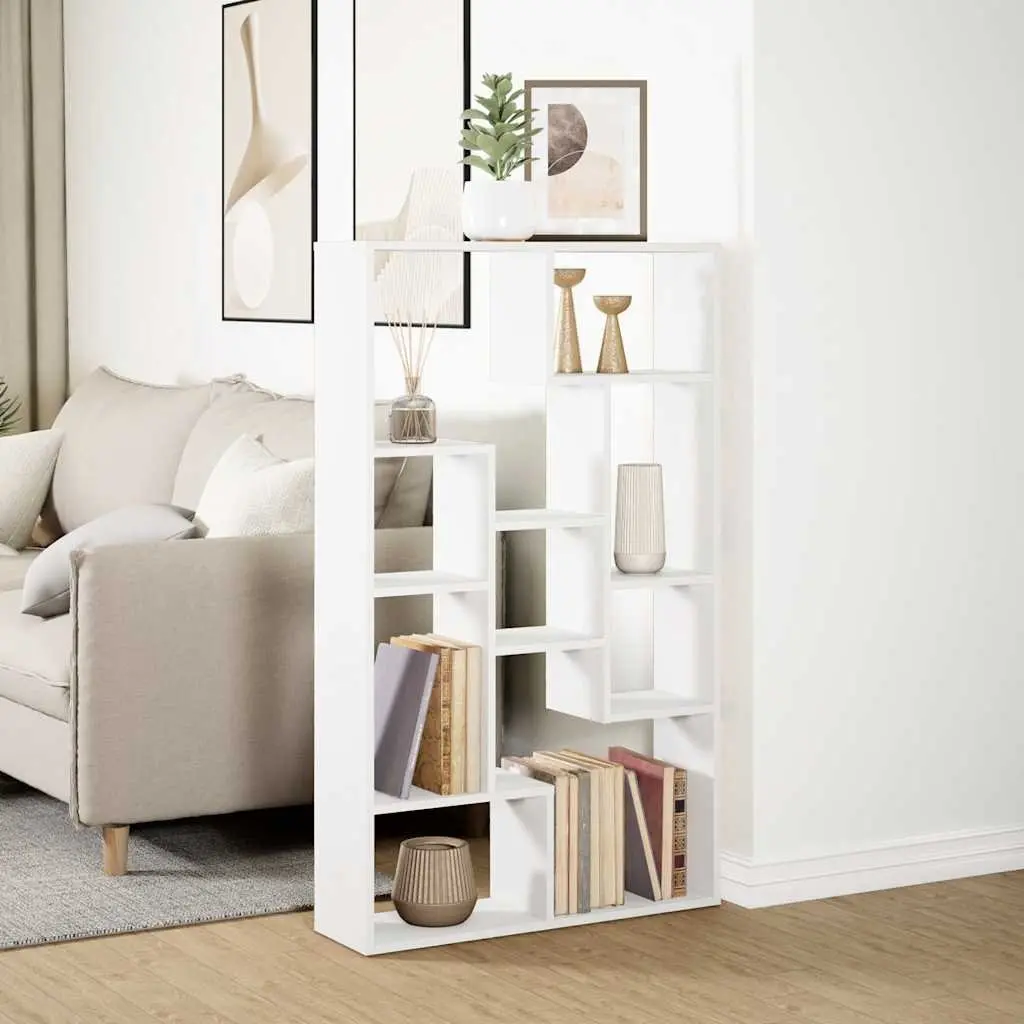 Bookcase White Engineered Wood 72x20x120.5 cm Shelving Unit Storage Display