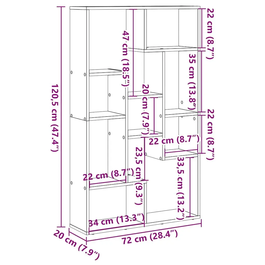 Bookcase White Engineered Wood 72x20x120.5 cm Shelving Unit Storage Display