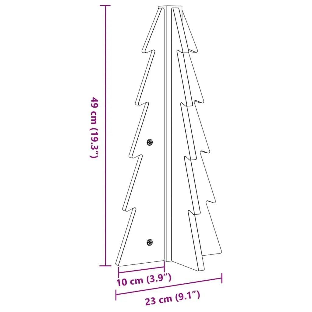 Wooden Christmas Tree Decoration Natural Pine 49cm Brown