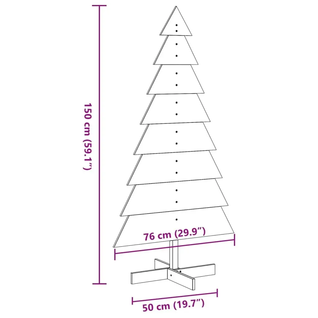 Wooden Christmas Tree Decoration 150cm Natural Pine Rustic Brown