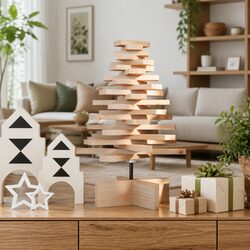 Rustic 60cm Christmas Tree in Natural Pine Wood