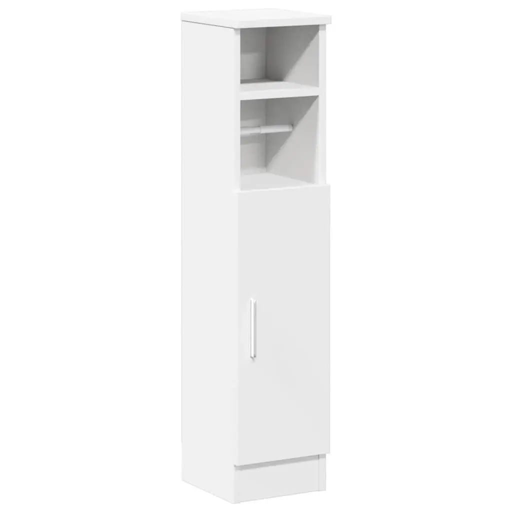Bathroom Cabinet Storage Cupboard with Toilet Roll Holder 20.5 x 22 x 90 cm White
