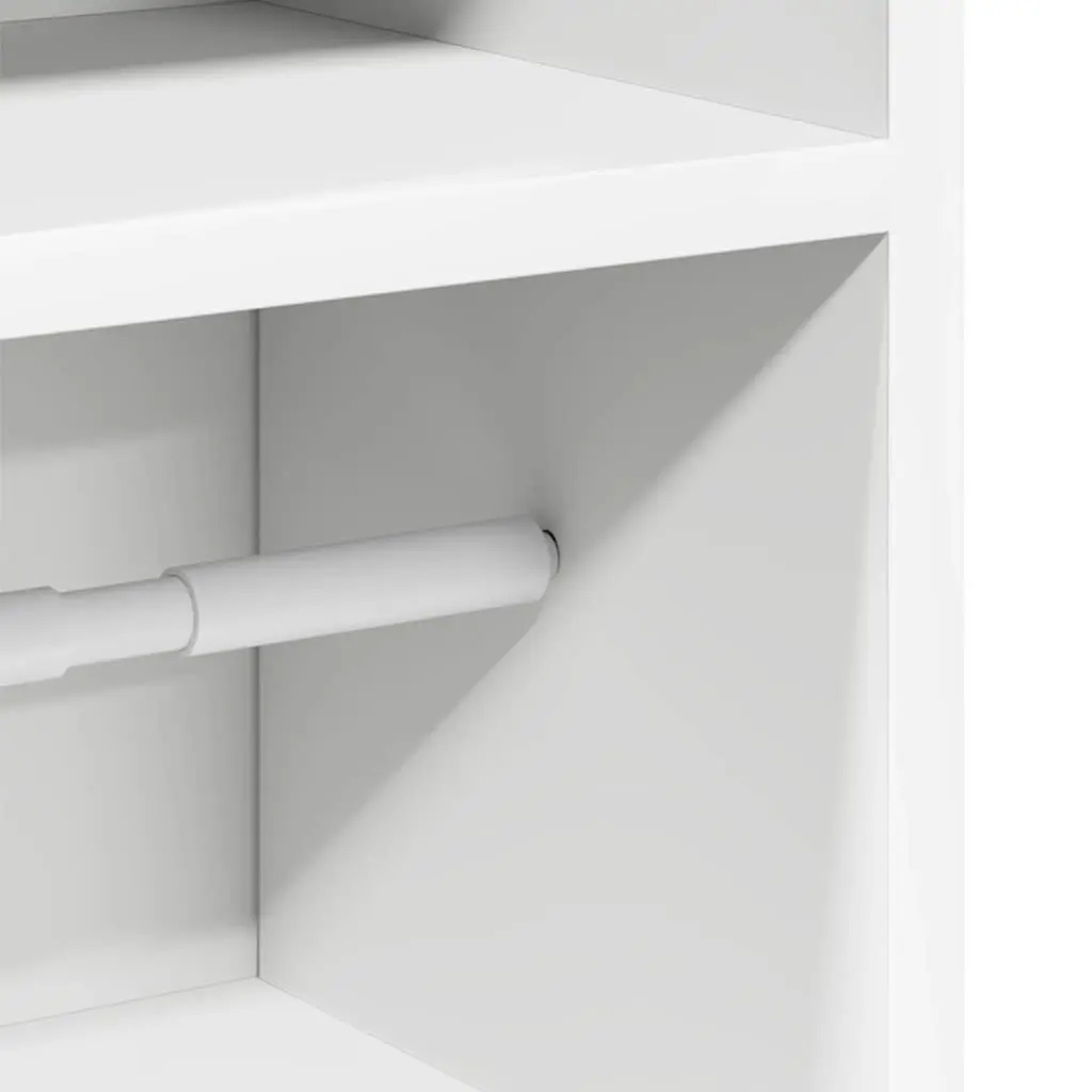 Bathroom Cabinet Storage Cupboard with Toilet Roll Holder 20.5 x 22 x 90 cm White