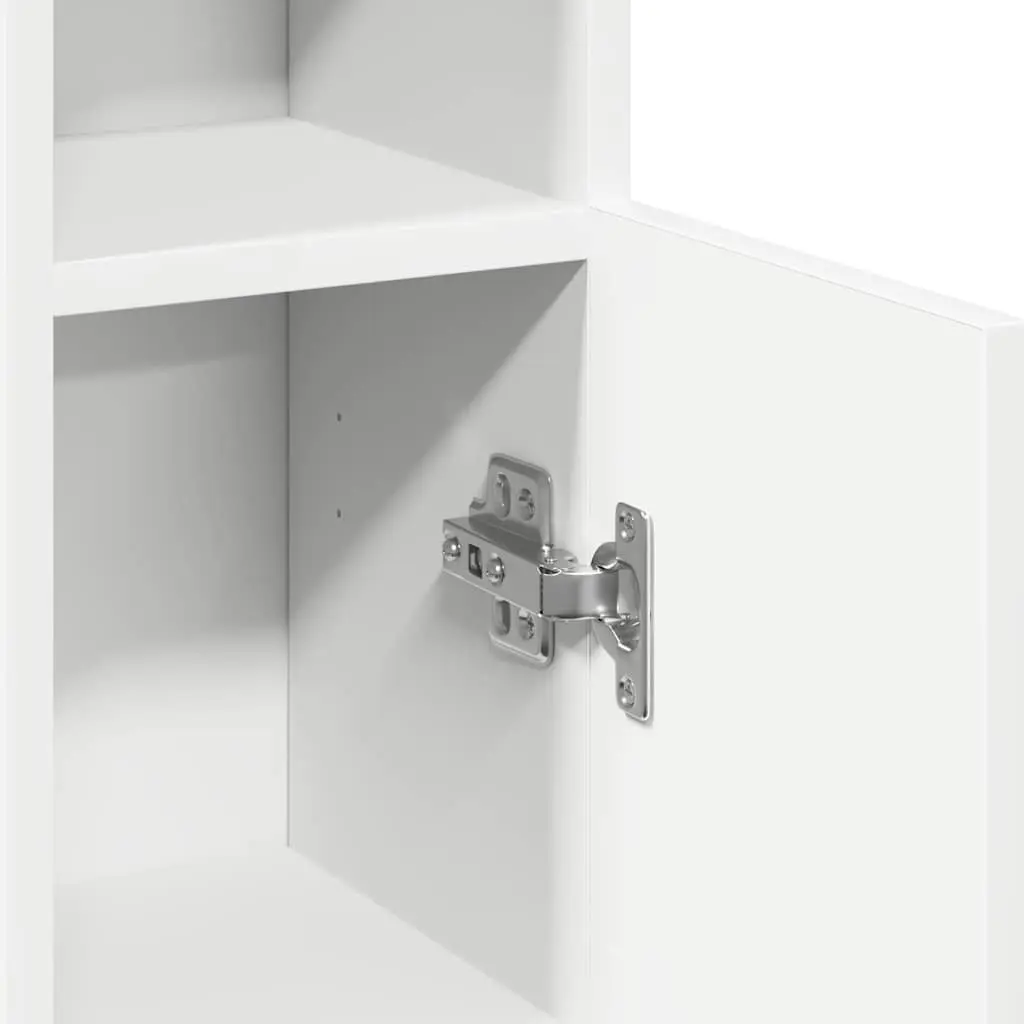 Bathroom Cabinet Storage Cupboard with Toilet Roll Holder 20.5 x 22 x 90 cm White