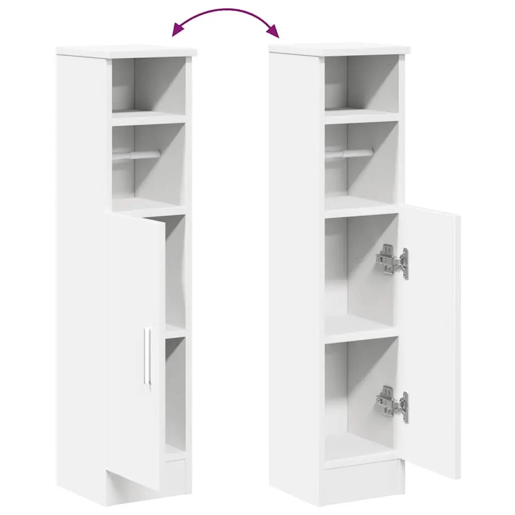 Bathroom Cabinet Storage Cupboard with Toilet Roll Holder 20.5 x 22 x 90 cm White