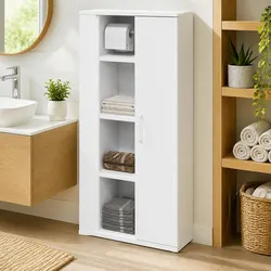 Bathroom Cabinet White Roll Holder Storage Cupboard Vanity Unit 39x22x90cm