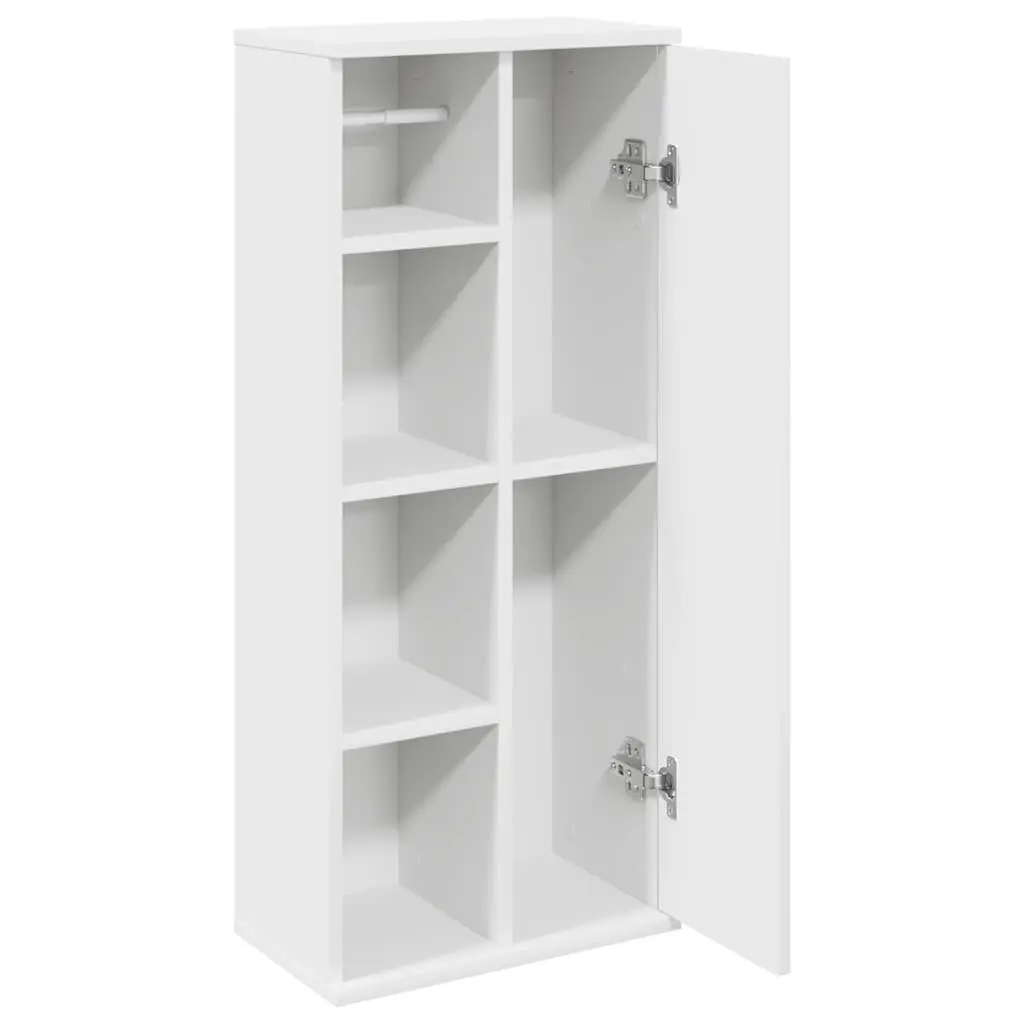 Bathroom Cabinet Storage Vanity Unit with Roll Holder 39x22x90cm White