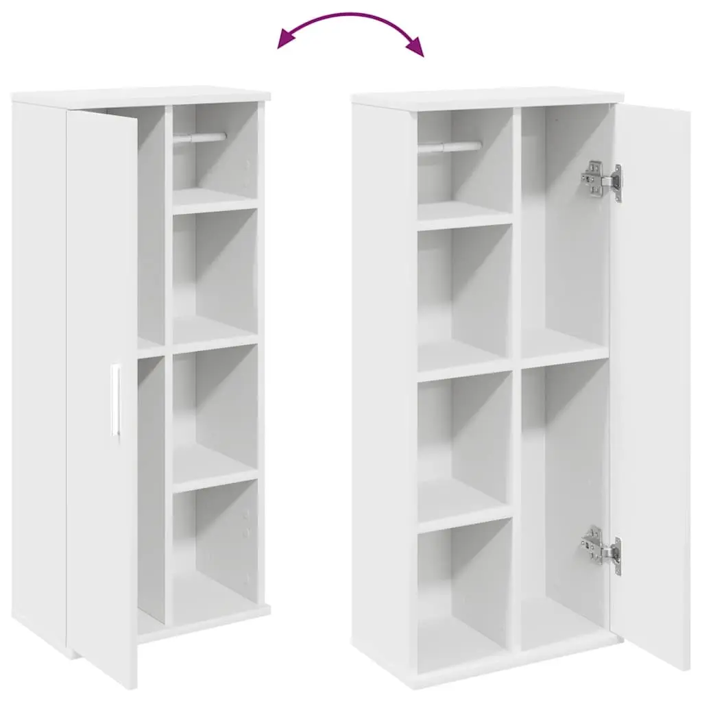 Bathroom Cabinet Storage Vanity Unit with Roll Holder 39x22x90cm White