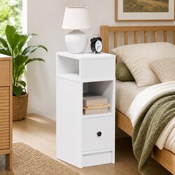 Reliable White Nightstand with Storage Solutions 25x31x66cm