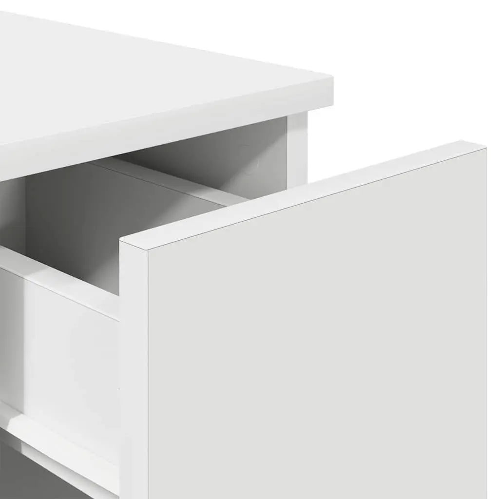 Bedside Cabinet with Drawer White Bedroom Nightstand Storage Table 20x36x60cm