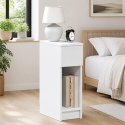 2 Piece White Nightstand Set with Storage Drawer