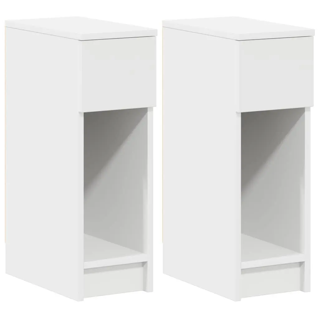 Bedside Cabinet 2 pcs Storage Nightstand 20 x 36 x 60 cm White