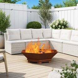 Fire Pit Outdoor Wood Burning Backyard Garden Heating Rusty Steel Weathering