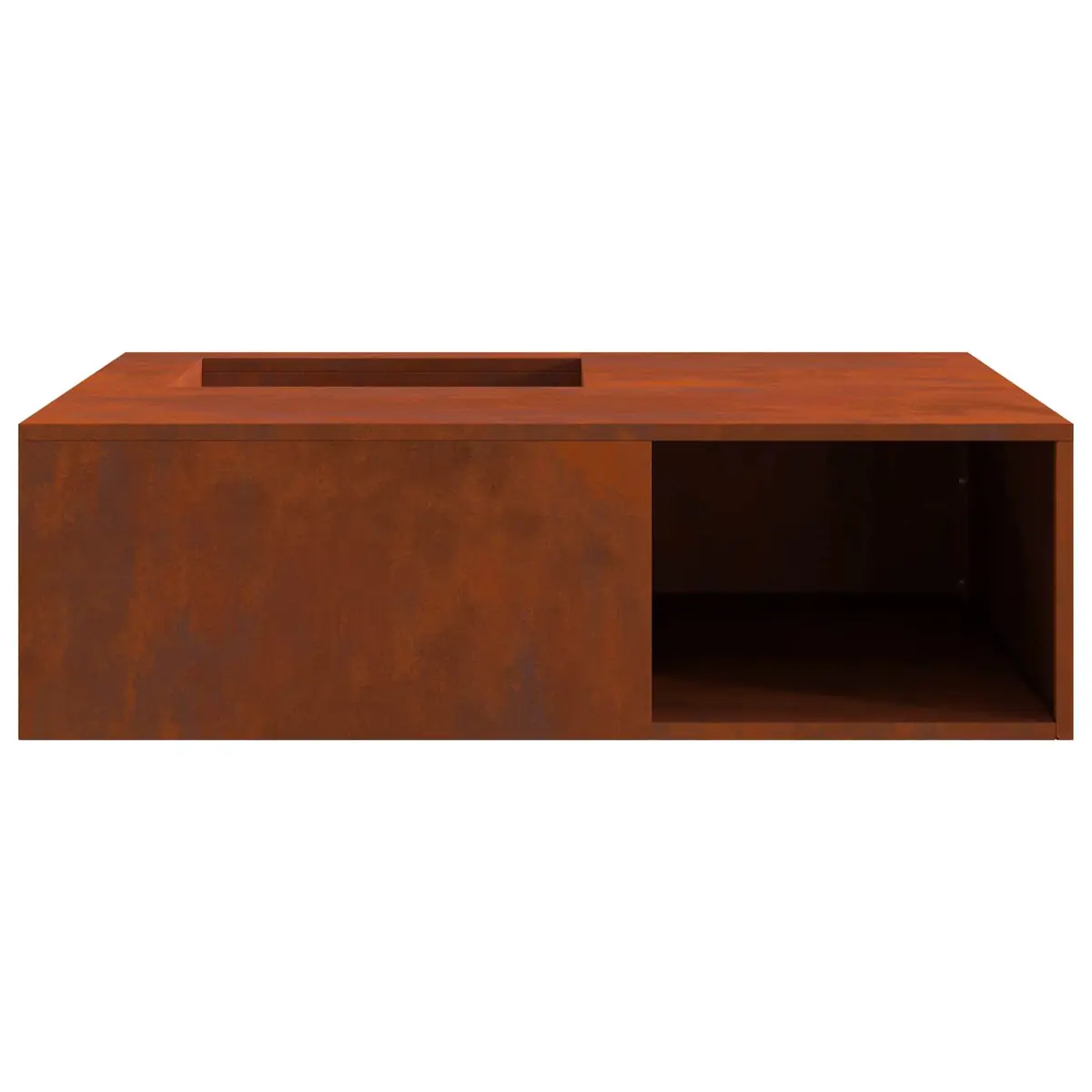 Square Outdoor Fire Pit Heating 100x100x30cm Brown
