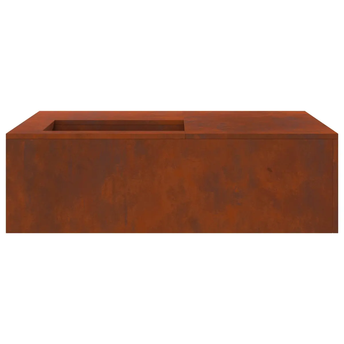 Square Outdoor Fire Pit Heating 100x100x30cm Brown