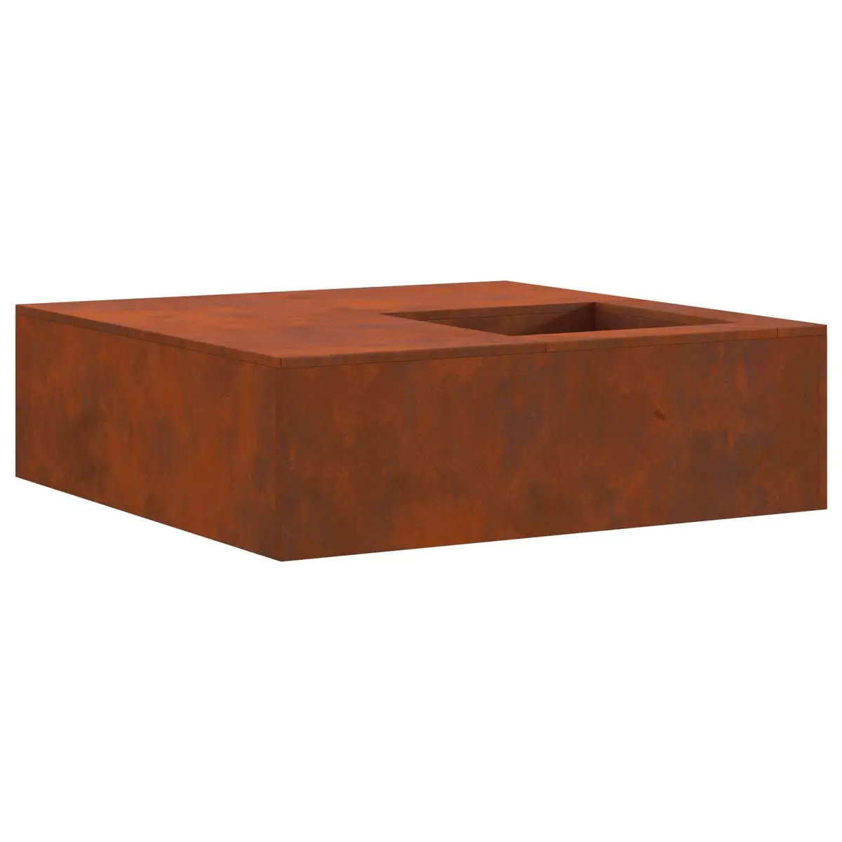 Square Outdoor Fire Pit Heating 100x100x30cm Brown