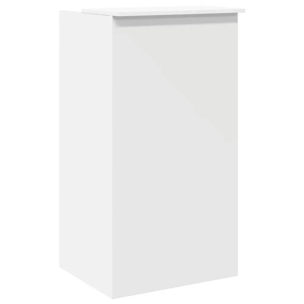 Reception Desk White Engineered Wood Office Counter Built-in Shelf Storage