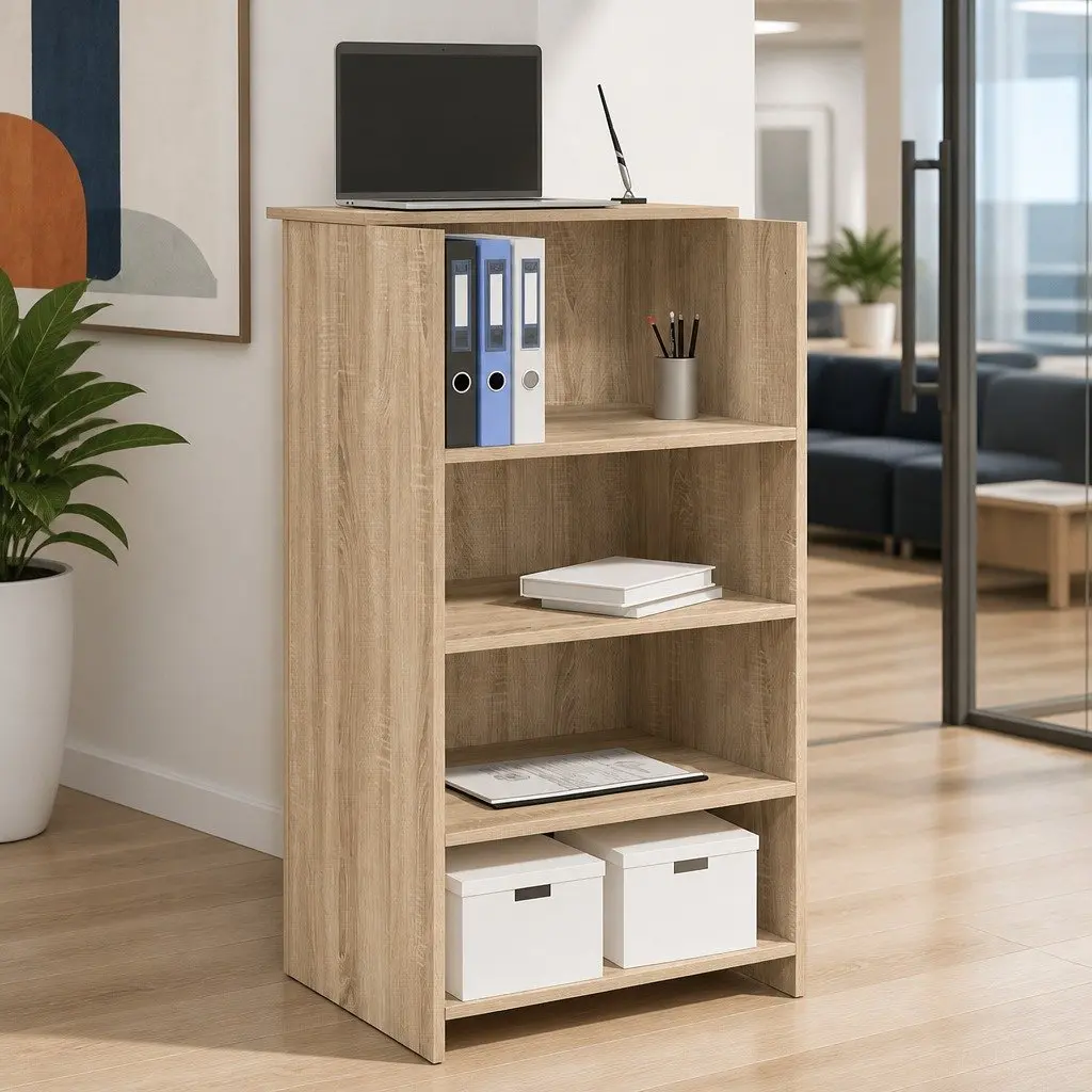 Reception Desk Brown Engineered Wood Office Counter 55x50x103.5cm
