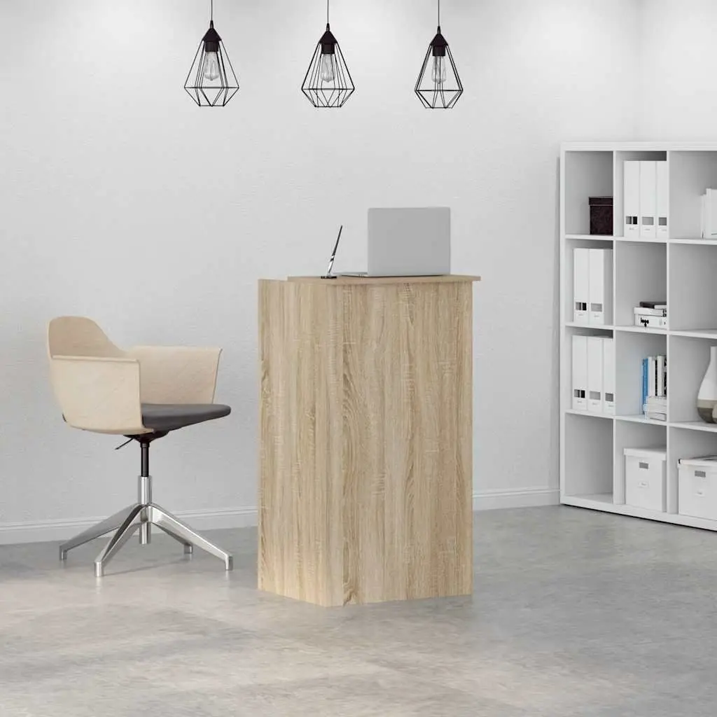 Reception Desk Brown Engineered Wood Office Counter 55x50x103.5cm