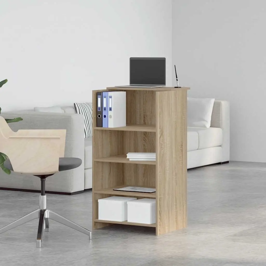 Reception Desk Brown Engineered Wood Office Counter 55x50x103.5cm