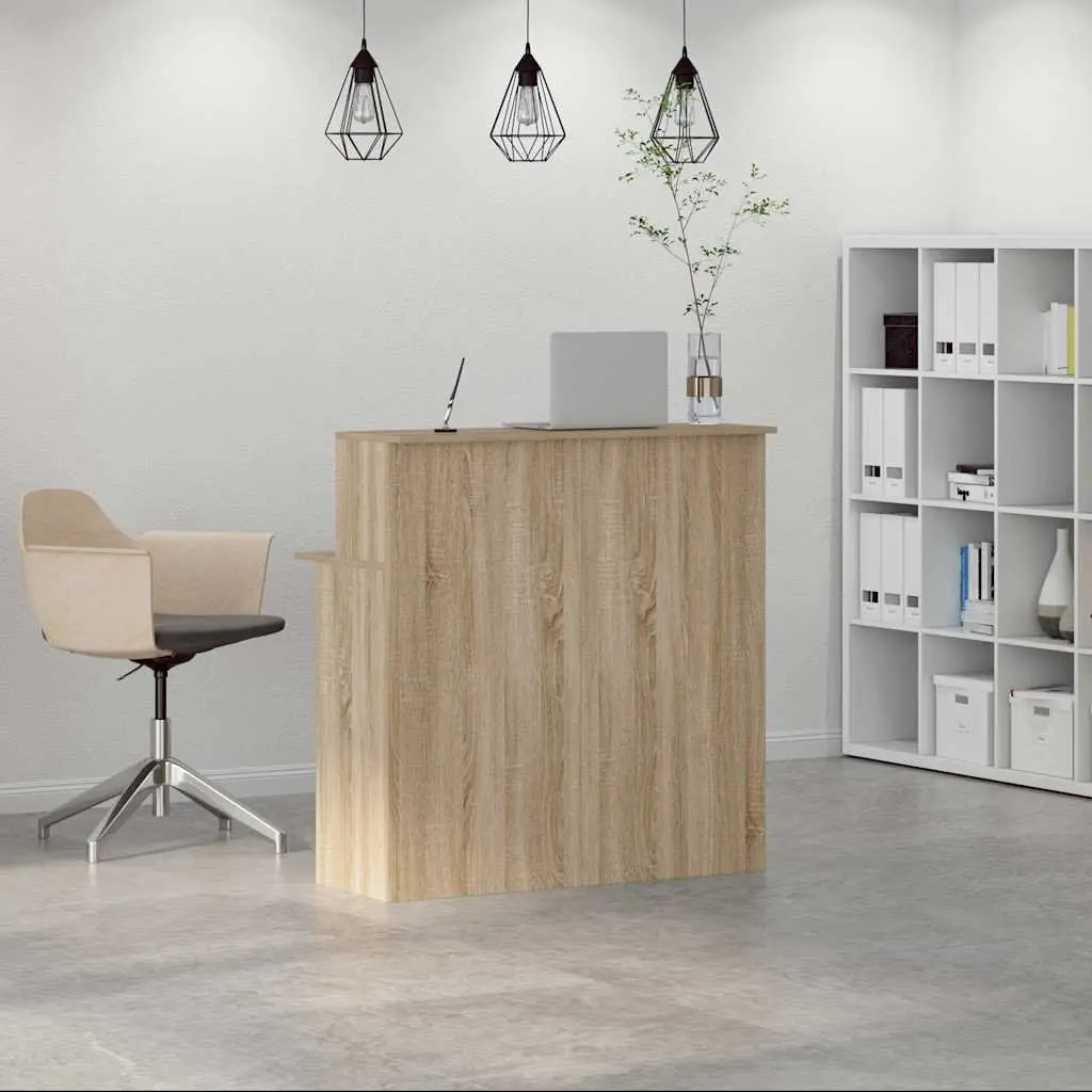 Reception Desk Sonoma Oak Brown Engineered Wood Counter Office Furniture