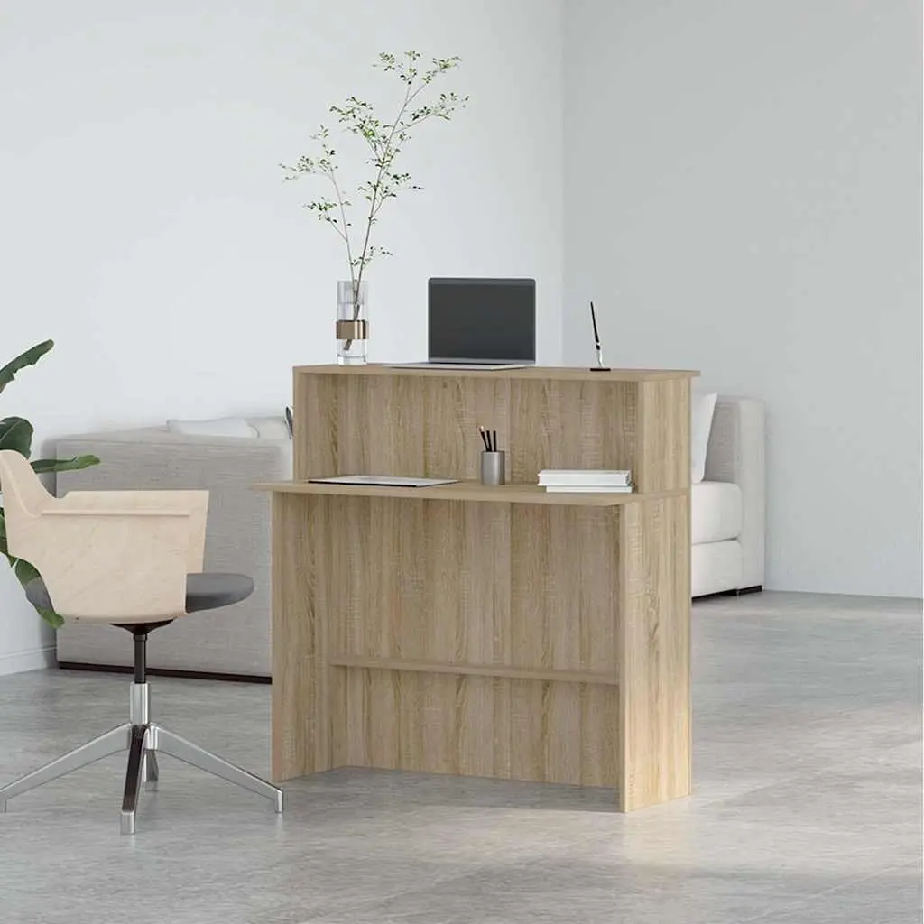 Reception Desk Sonoma Oak Brown Engineered Wood Counter Office Furniture