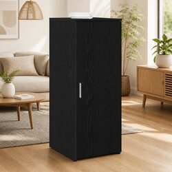 Practical Black Storage Cabinet - Engineered Wood Solution