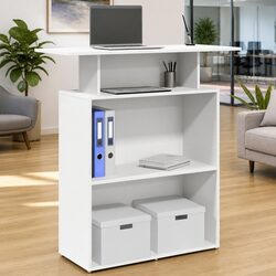 Reception Desk White 100x40x104 cm Counter Office Furniture Engineered Wood