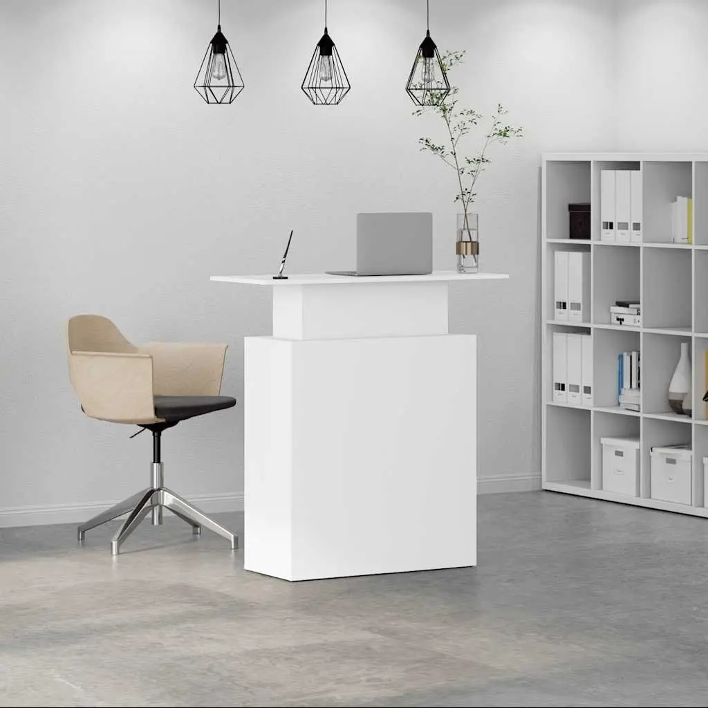 Reception Desk White 100x40x104 cm Counter Office Furniture Engineered Wood