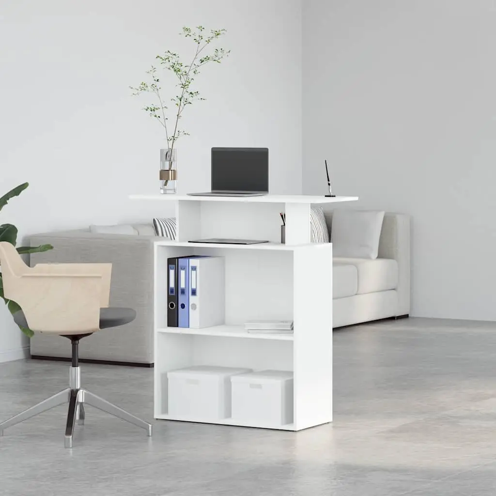 Reception Desk White 100x40x104 cm Counter Office Furniture Engineered Wood