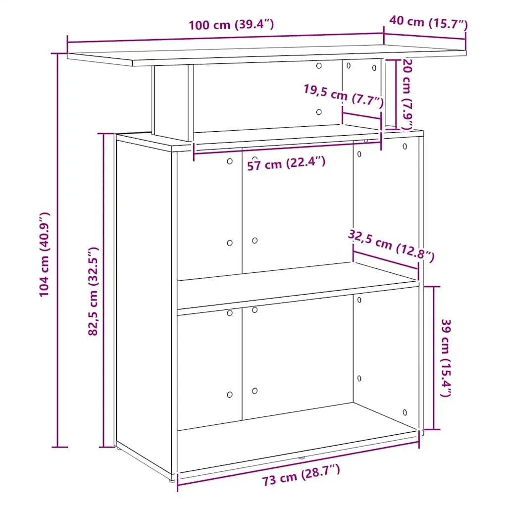 Reception Desk Office Counter 100x40x104 cm Sonoma Oak